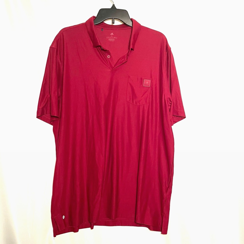 Adidas Polo Golf Shirt XL Men's Wine Preowned Pocket Collar 2 Buttons